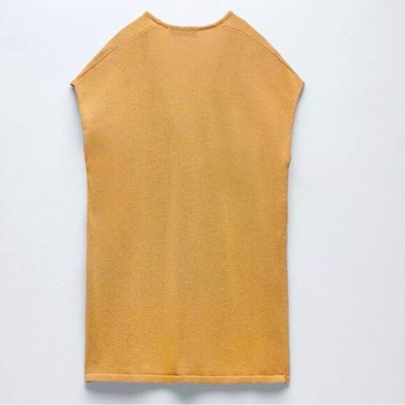 ZARA Sweater Rustic Knit Sleeveless Sweater Vest Camel Size XS - Size S - Picture 6 of 13